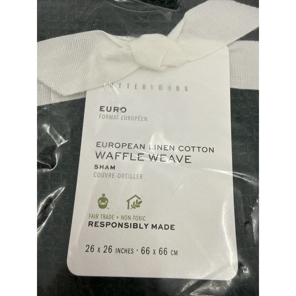 Pottery Barn Pine Euro European Linen Cotton Waffle Weave Set Of 2 Shams New